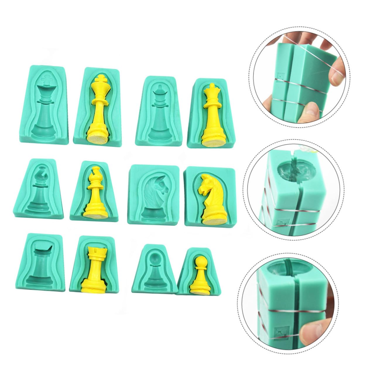 Molde de Silicona Flexible y Ecológico para Pastel Diseño de Ajedrez, Pack de 12 Piezas Creativas para Repostería y Decoración de Chocolate