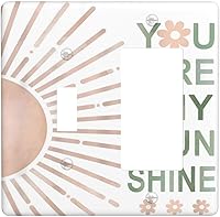 Vista 39 de Cubierta de interruptor de luz basculante de palanca de 2 bandas con textura de tablón rústico, diseño floral de mariposa y margarita