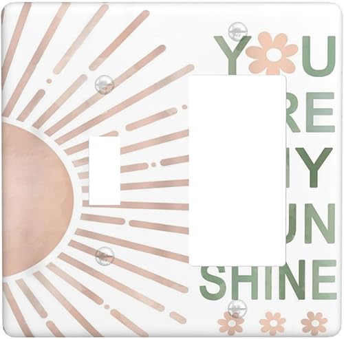 Miniatura 39 de Cubierta de interruptor de luz basculante de palanca de 2 bandas con textura de tablón rústico, diseño floral de mariposa y margarita