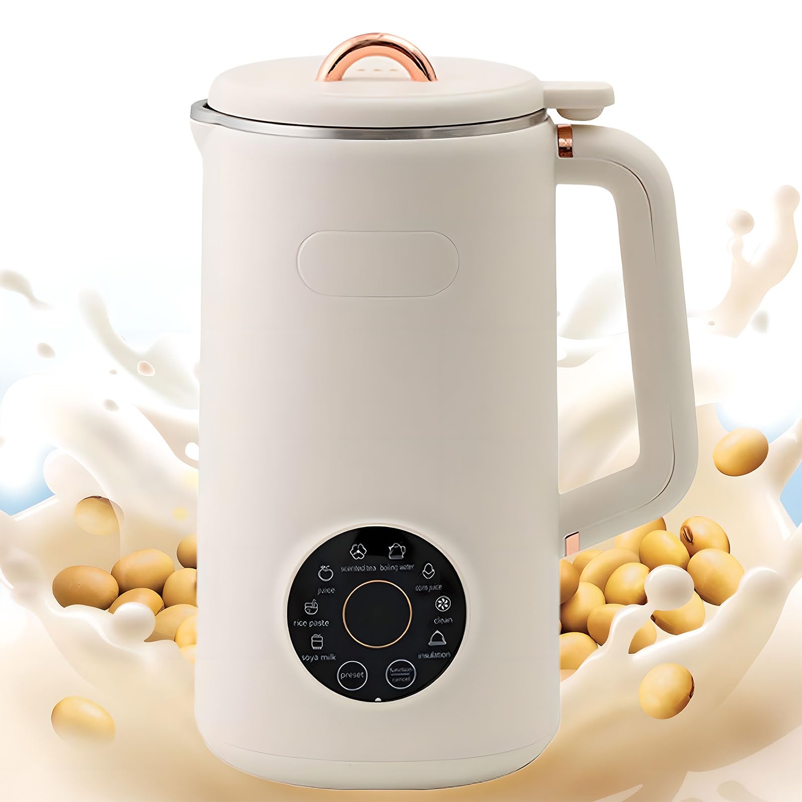 Macchina per latte di soia, 1 l, 8 in 1, a base vegetale, per mandorle, avena, succo, con avvio ritardato, pulizia automatica, mantenimento caldo, acqua bollente