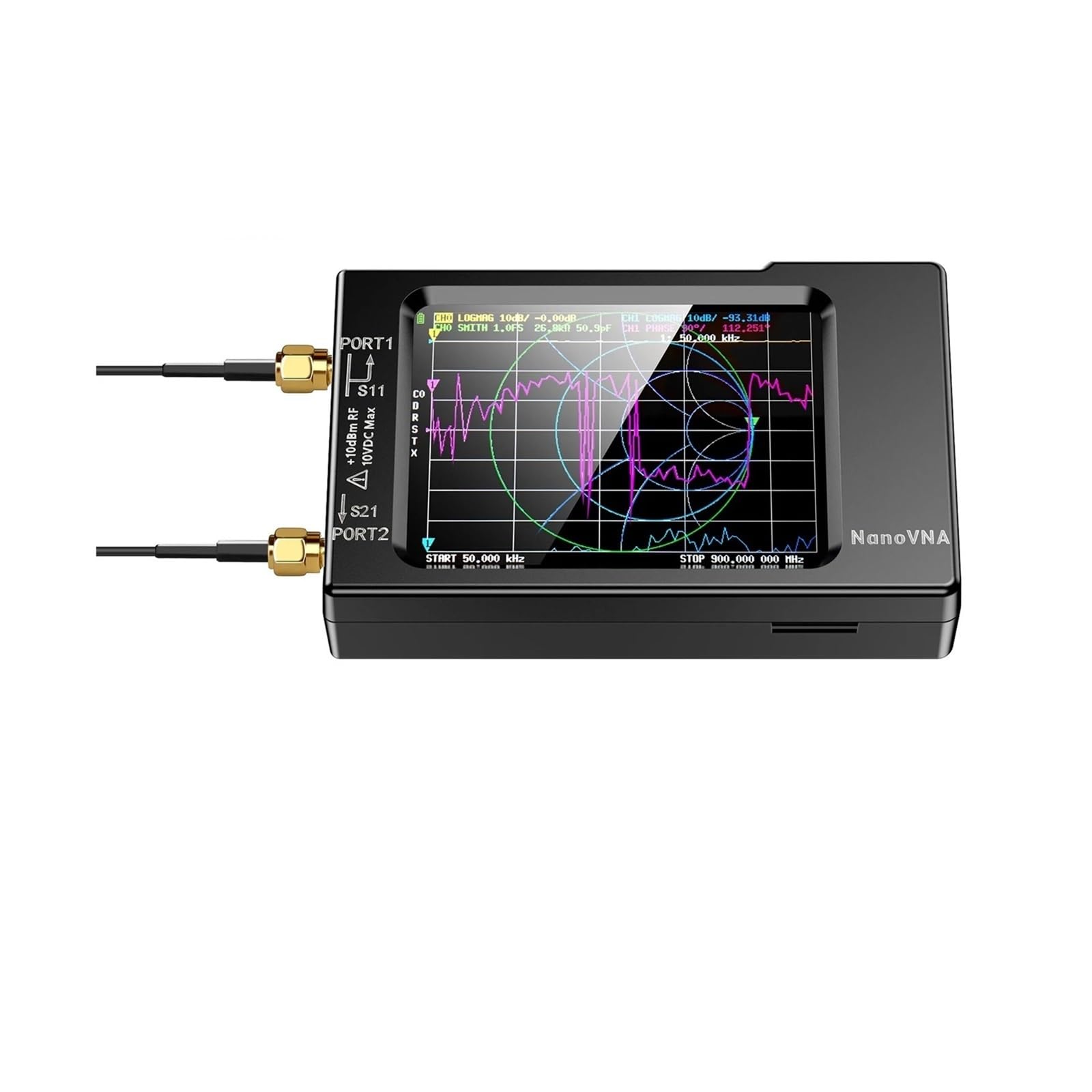 NanoVNA-H Wektorowy analizator anten sieciowych, wyświetlacz 2,8 cala, 10 kHz-1,5 GHz, MF HF, VHF, UHF, SWR, z gniazdem na kartę SD, cyfrowy nanotester(NanoVNA-H)