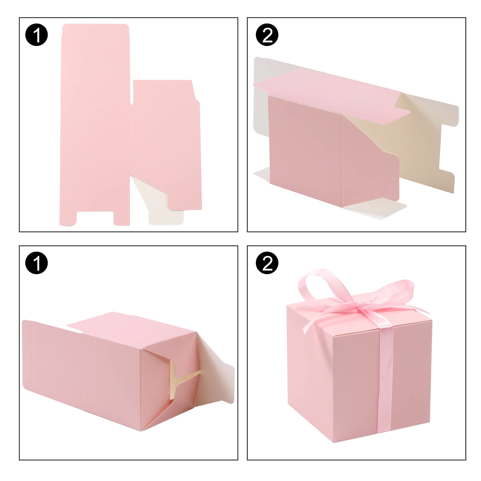 COTOPHER Małe pudełka na prezenty, pudełka na prezenty, 5 x 5 x 5 cm, papierowe pudełka na prezenty ze wstążkami, pudełko na cukierki, na ślub, baby shower, wieczór panieński, przyjęcie urodzinowe