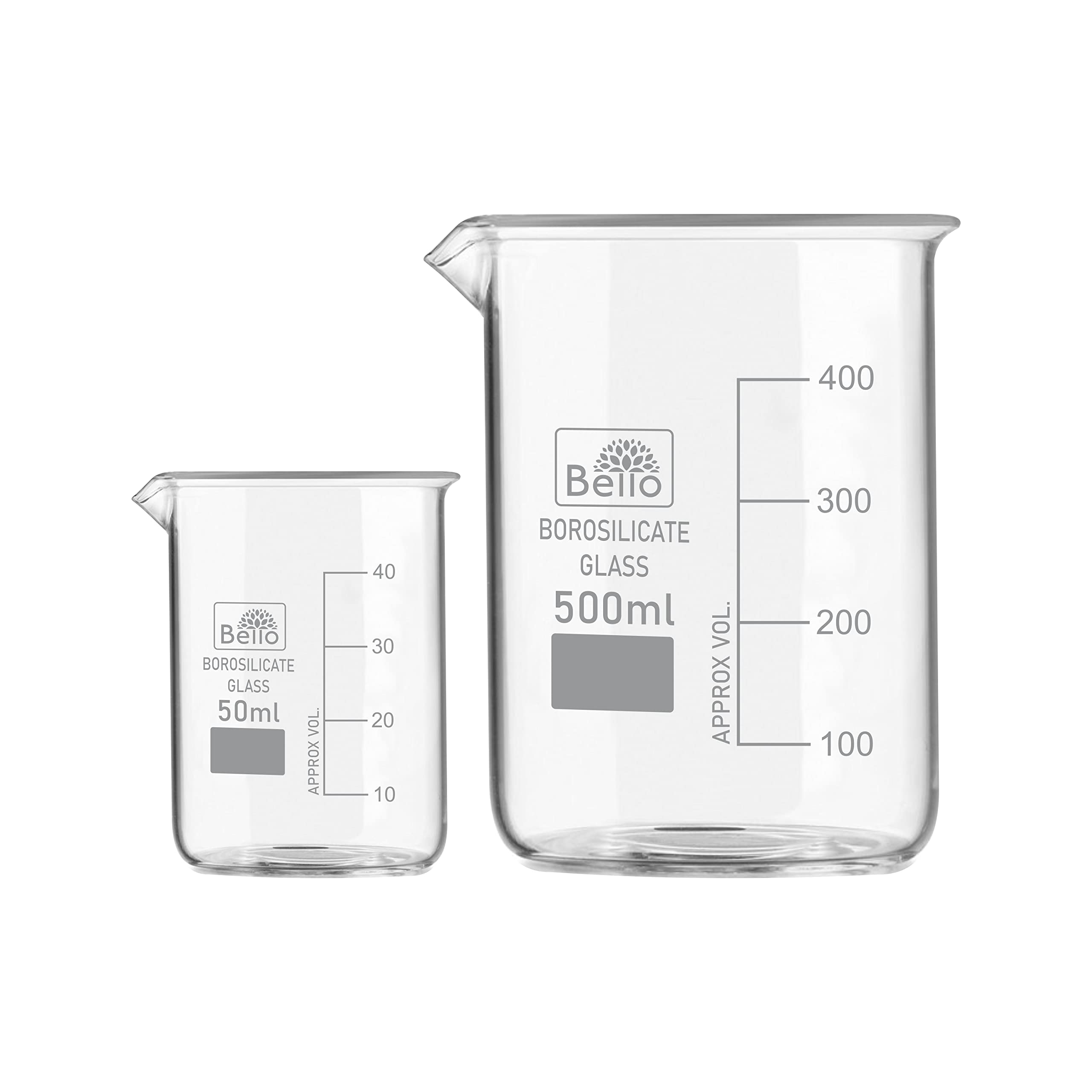 Bello Borosilicate 3.3 Glass Beaker 50 ml, 500 ml with Graduation Marks, Set of 2 Beakers for school collage chemistry lab laboratory (B0BHHDB5TK) Amazon Price History, Amazon Price Tracker