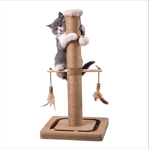 Miniatura 1 de Generic MECOOL - Poste rascador alto para gatos, árbol rascador de alta calidad, cuerdas de yute natural, base pesada interactiva, disuasorio de
