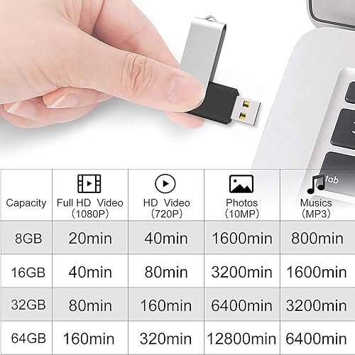 Miniatura 3 de Paquete de 2 unidades flash USB de 64 GB USB 2.0 unidades de pulgar Drive Jump Drive Fold Almacenamiento Memory Stick Diseño giratorio - Negro