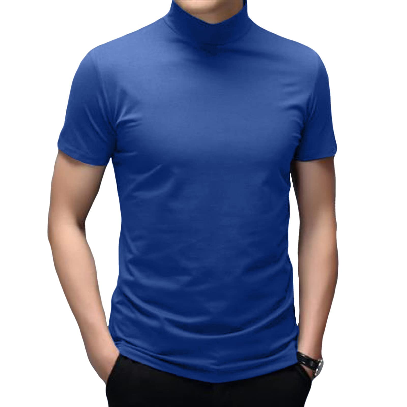 GSTARIMen's Turtleneck Top Slim Fit Solid Base Sweater Casual Long Sleeve Underwear Tops Male Cozy Breathable Blouse T-Shirt