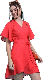 Tokyo Talkies Women's Short Sleeves V-Neck Solid Dresses | Stylish| Casual Price In India