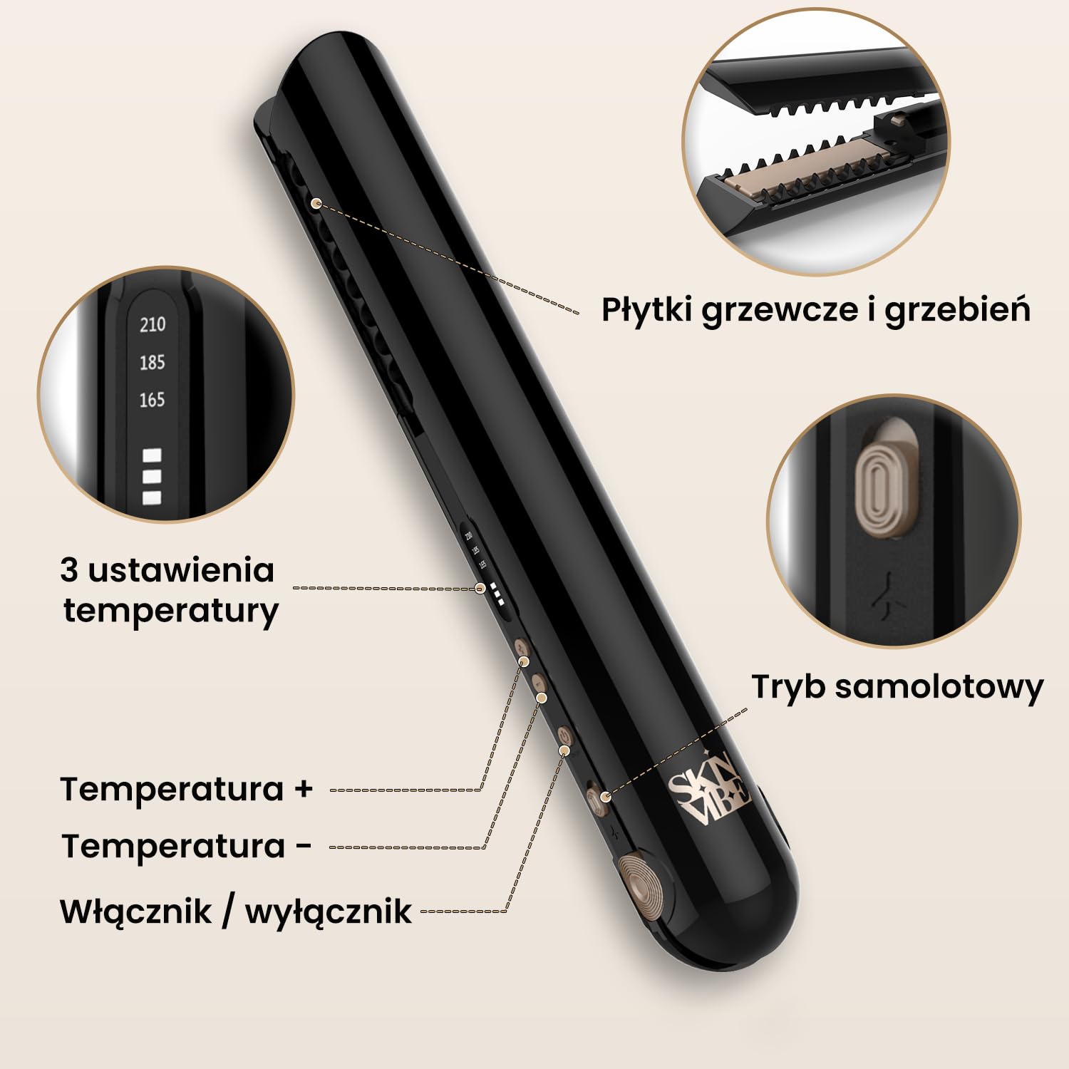 Prostownica Bezprzewodowa do Włosów SkinVibe Luna Wireless Biała