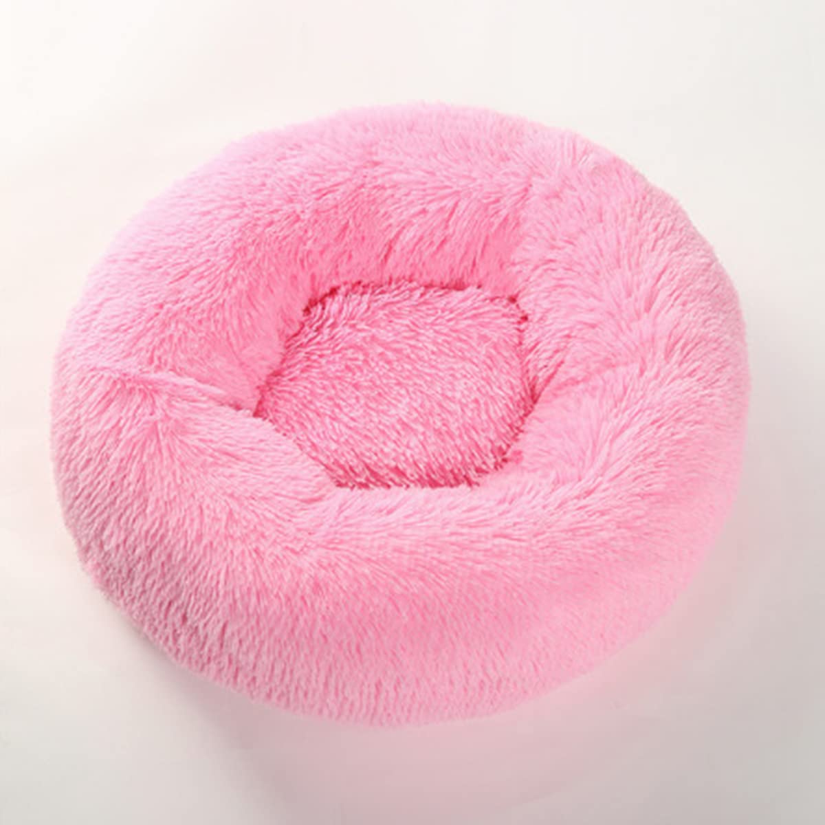 Calming Dog Bed Cat Bed, Washable Round Dog Bed Anti-Slip Fluffy Faux Plush Donut Cuddler Cat Bed for Small Medium Large Dogs - Waterproof Bottom diameter39in
