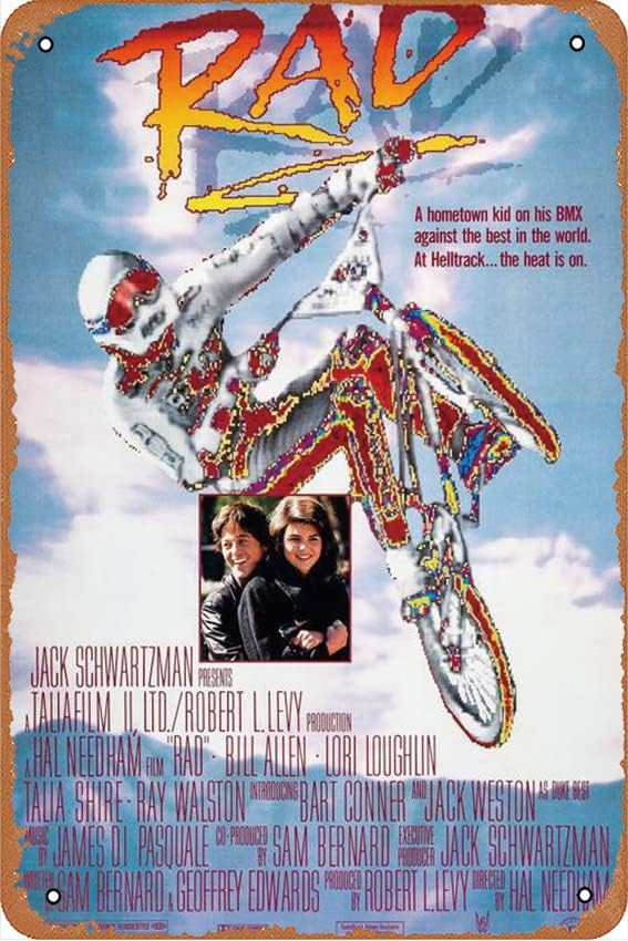 Rad - Póster de película de 1986 de metal para decoración moderna de pared para dormitorio, oficina, hogar, pared, hogar, habitación, 8 x 12 pulgadas