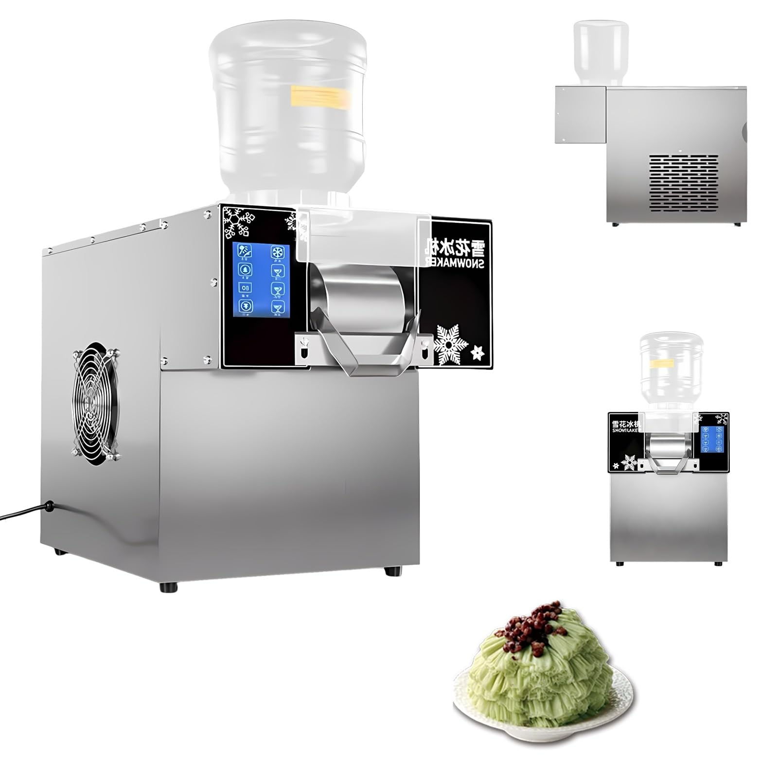 Fabricador de Hielo Comercial en Escamas, Máquina Bingsu Compacta | 360W/750W, Raspadora Eléctrica , Fácil Limpieza Manual , Barra de Smoothies y Repostería(360W)