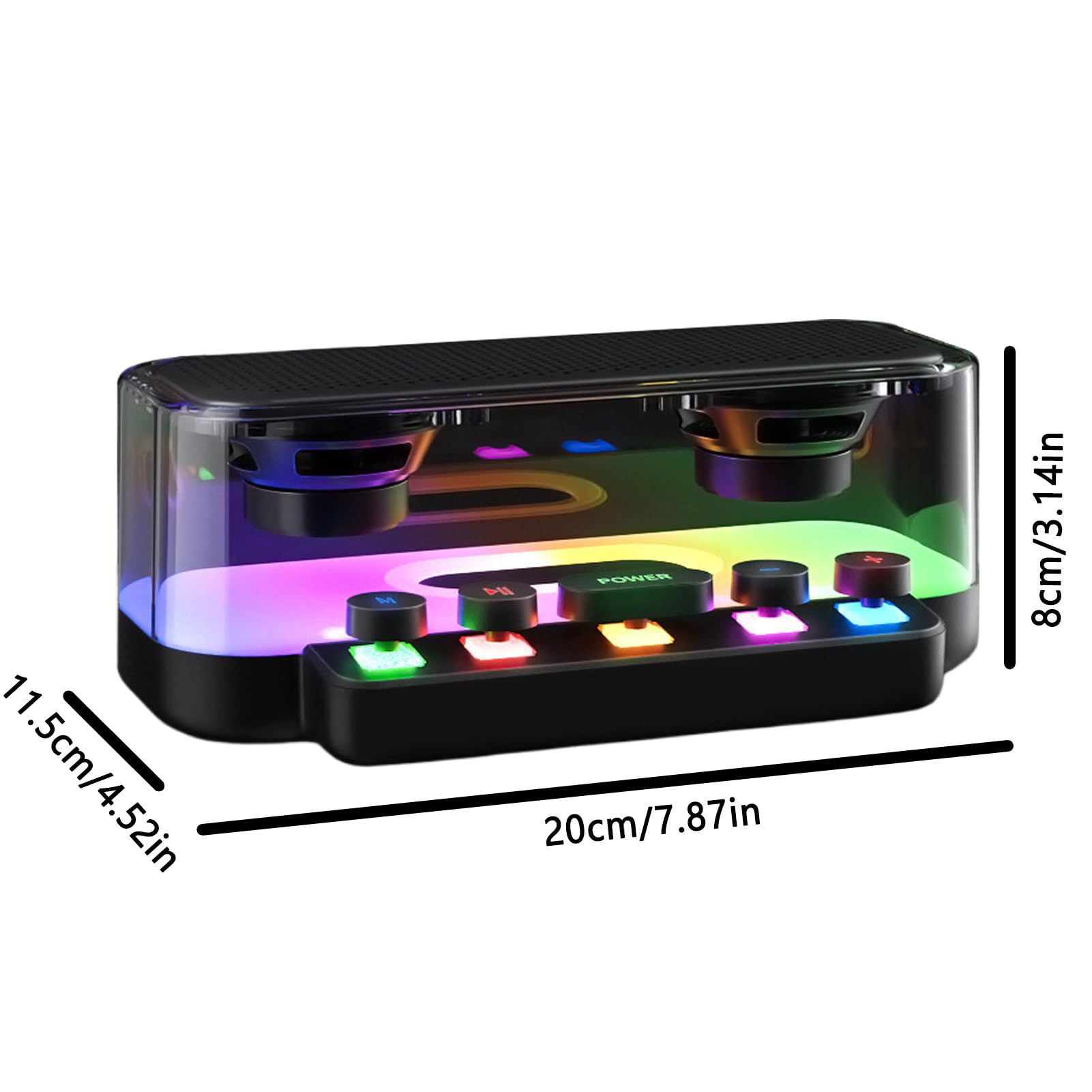 Altoparlante wireless, illuminazione punk RGB, 20 x 11,5 x 8 cm, lettore volume forte, dispositivo musicale meccanico, decorazione per la casa, per uso in cucina, ufficio, audio interno, ABS