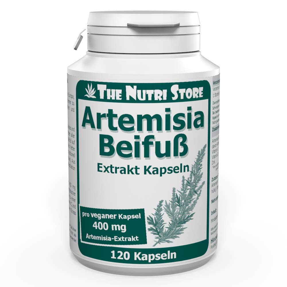Artemisia Beifuß 400 mg Extrakt Kapseln 120 Stk. - Artemisia vulgaris 33:1 mit 5% Artemisinin - 4 Monatsvorrat - The Nutri Store - Made in Germany