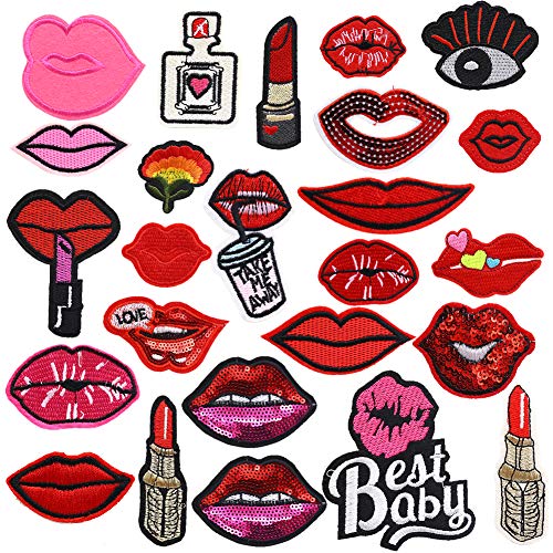 LoveInUSA Lip Embroidered Set, 25PCS Lip Motif