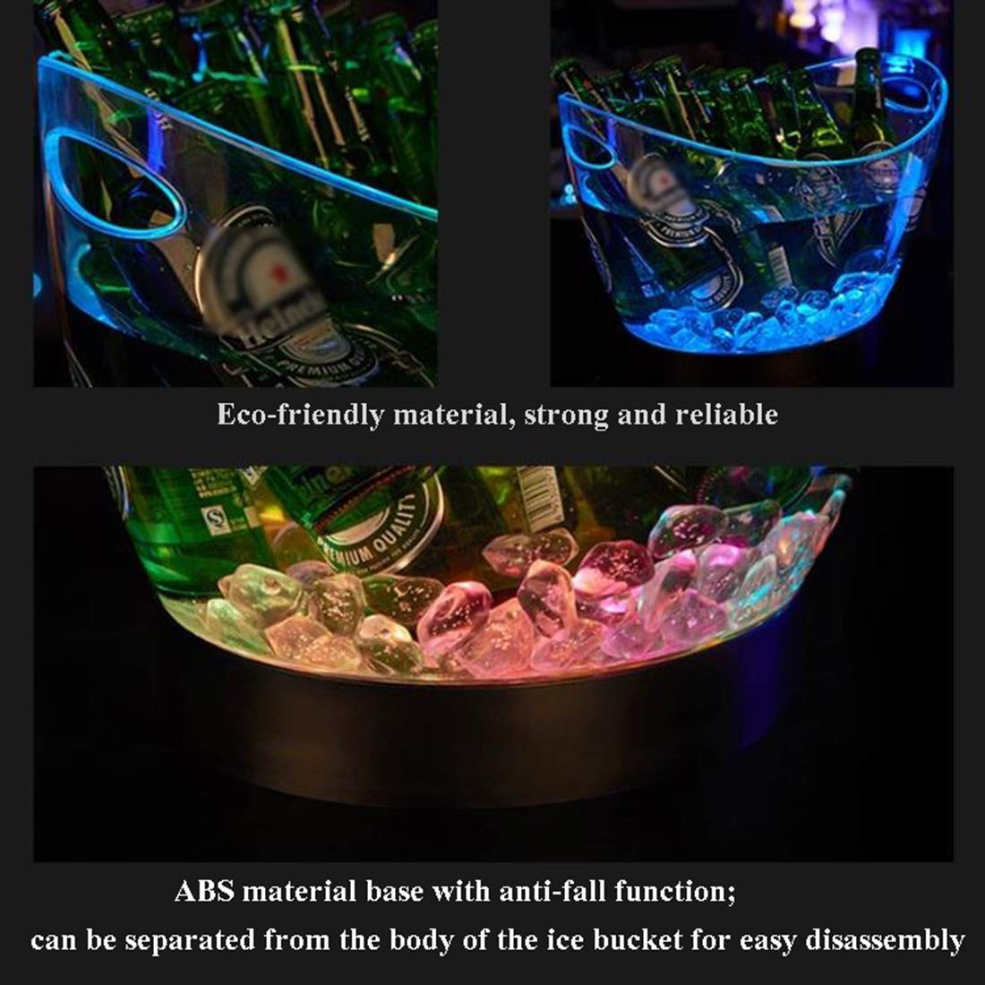 Secchiello Ghiaccio A LED - 6 Litri, Con Luci Colorate - Per Birra, Vino, Champagne - Ideale Per Home Bar - Foto 9