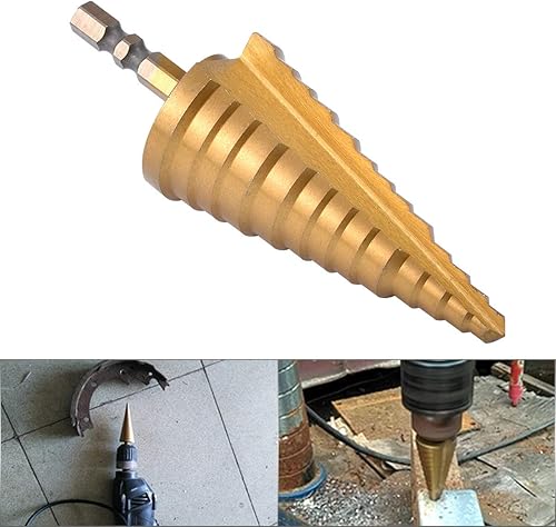 Miniatura 8 de KATUR Broca escalonada de titanio HSS en espiral, broca Unibit para cortar agujeros de perforación en acero, hoja de metal, múltiples agujeros