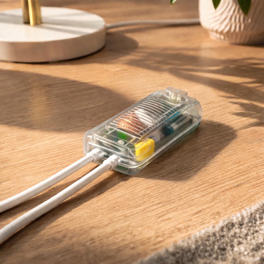 Dimmer für Stehlampen 12V Halogen mit Trafo 35–150W Fuß Schnurdimmer transparent 31070 Schnurzwischendimmer Dimmer-Trafo