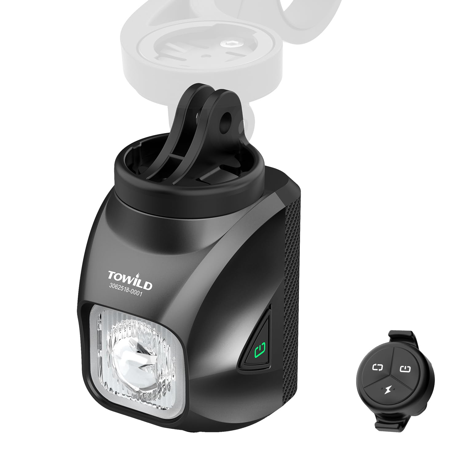 TOWILD DL1200S 1200 Lumen Under-Mount Bike Light with Remote Control, USB-C Rechargeable 3200mAh LED Front Bicycle Light, Compatible with Bike Computers, Anti-Glare IPX6 Waterproof Cycling Headlight
