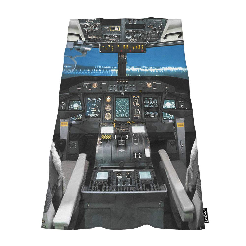 Moslion Soft Bath Towels Airplane Cockpit Comfy Bathing/Beach/Camping Towel for Women Men Girls Boys Large Size 64x32 Inches