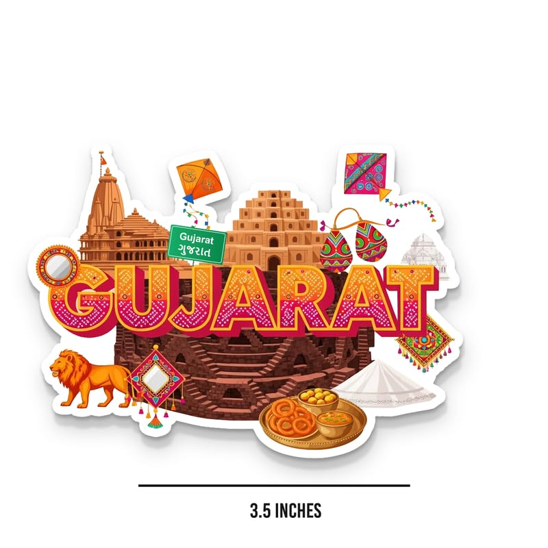 Image of Gujrat Fridge Magnet, Glossy Finish, Stylish Magnet for Fridge, Wardrobe & Metal Surfaces (Gujarat)