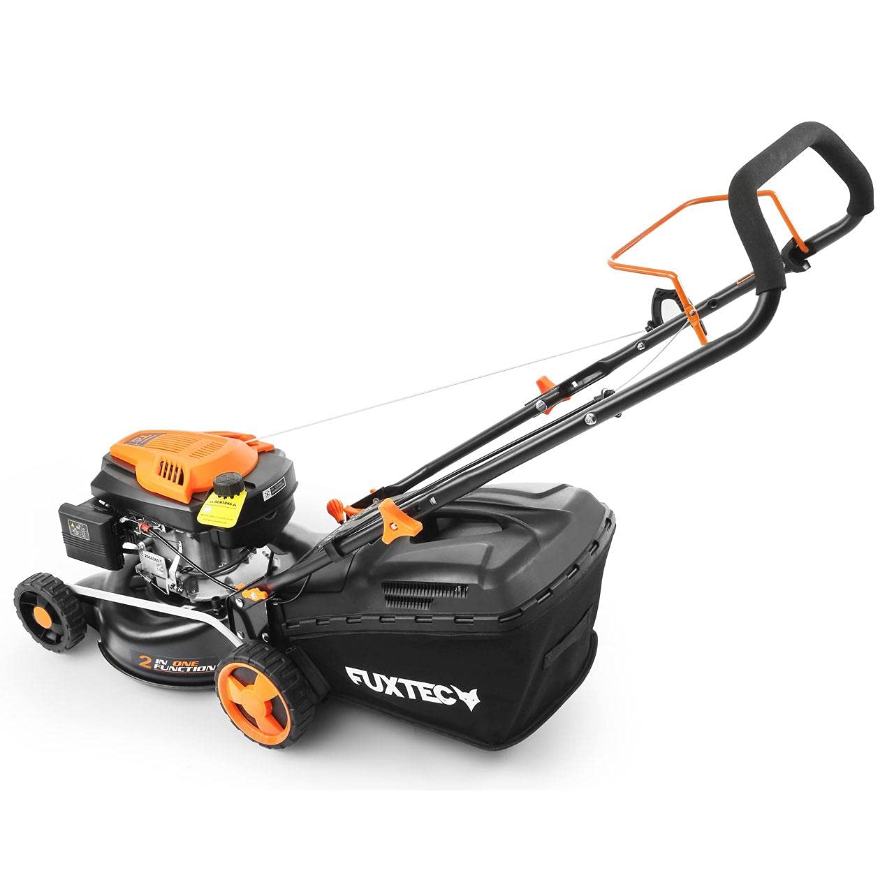 Kosiarka spalinowa FUXTEC 2w1 FX-RM4346ECO, 3,5 KM / 2,6 kW, szer. koszenia 42 cm, 5 poziomów (25–70 mm), 4-suwowa 146 cm³, kosz 40 l i zlacze do czyszczenia