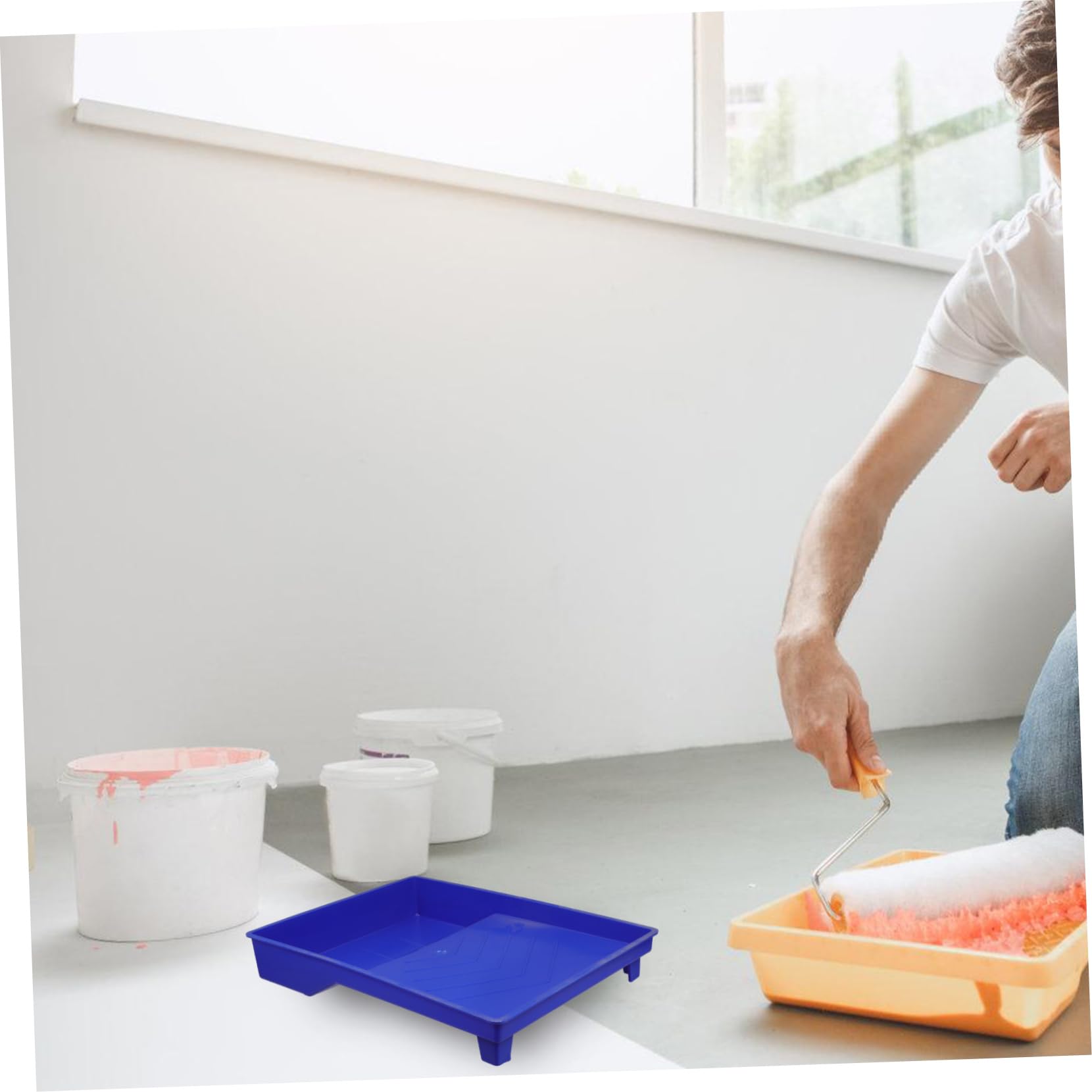 Bandeja para Pintura de 3 Piezas, Polipropileno Azul, Fácil Limpieza