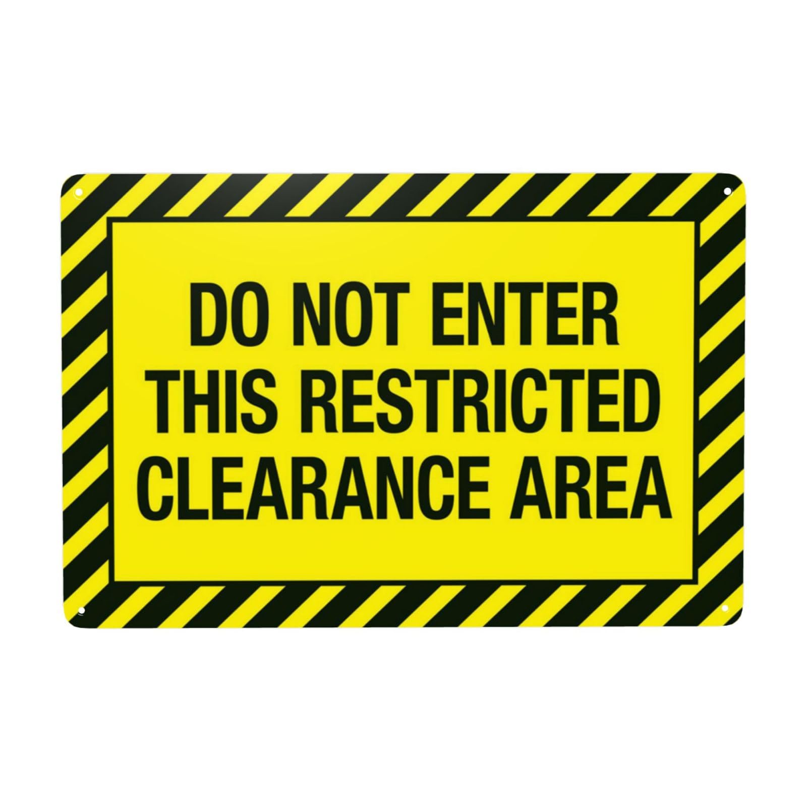 Vintage Metal Tin Sign, Do Not Enter Restricted Clearance Area Wall Decor, 12x8 Inch