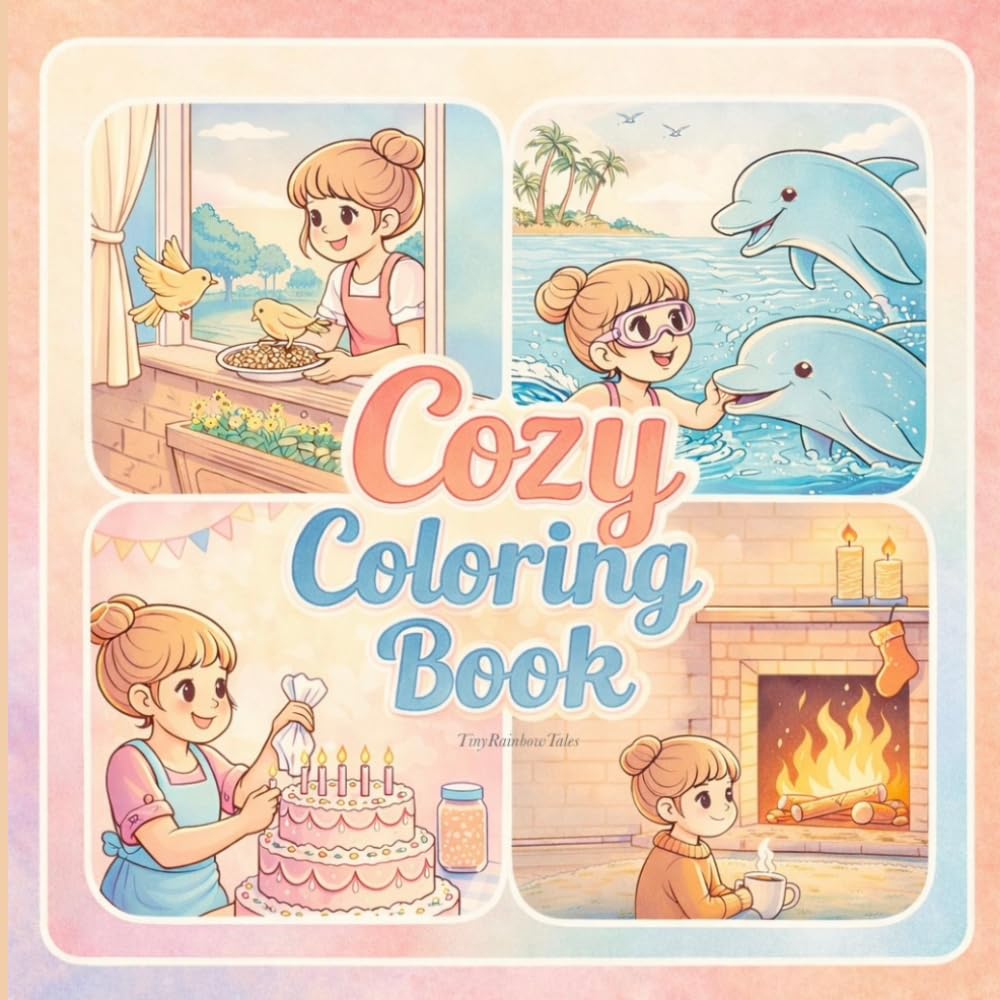Cozy Coloring Book: Coloring Book for Adults and Teens Featuring Cute Cozy Daily Activities for Relaxation