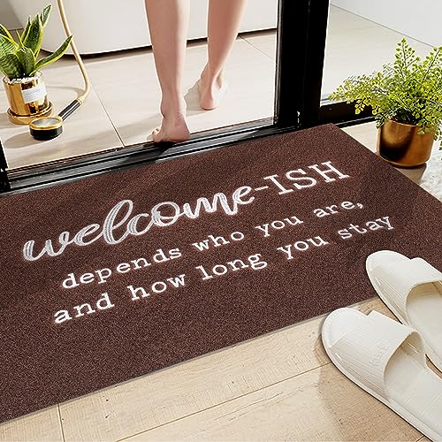 Door Mats Outdoor Welcome Doormats for Front Door Indoor Entrance Low Profile Non Slip Rubber Back Mats for Floor Funny Welcome-ish Outside Entry Decor for Patio by JJUUYOU - Image 5