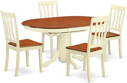 Miniatura 16 de East West Furniture AVAT7-BLK-W Juego de mesa de comedor moderno de 7 piezas consta de una mesa de madera ovalada con hoja de mariposa y 6 sillas de