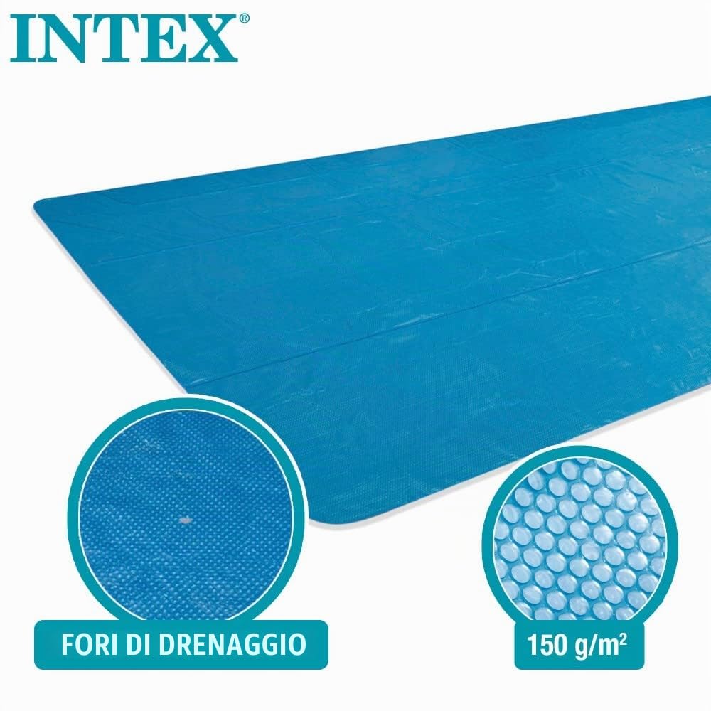 Intex 28018 - Telo Termico per Piscina Rettangolare, Polietilene, Blu, 975x488 cm