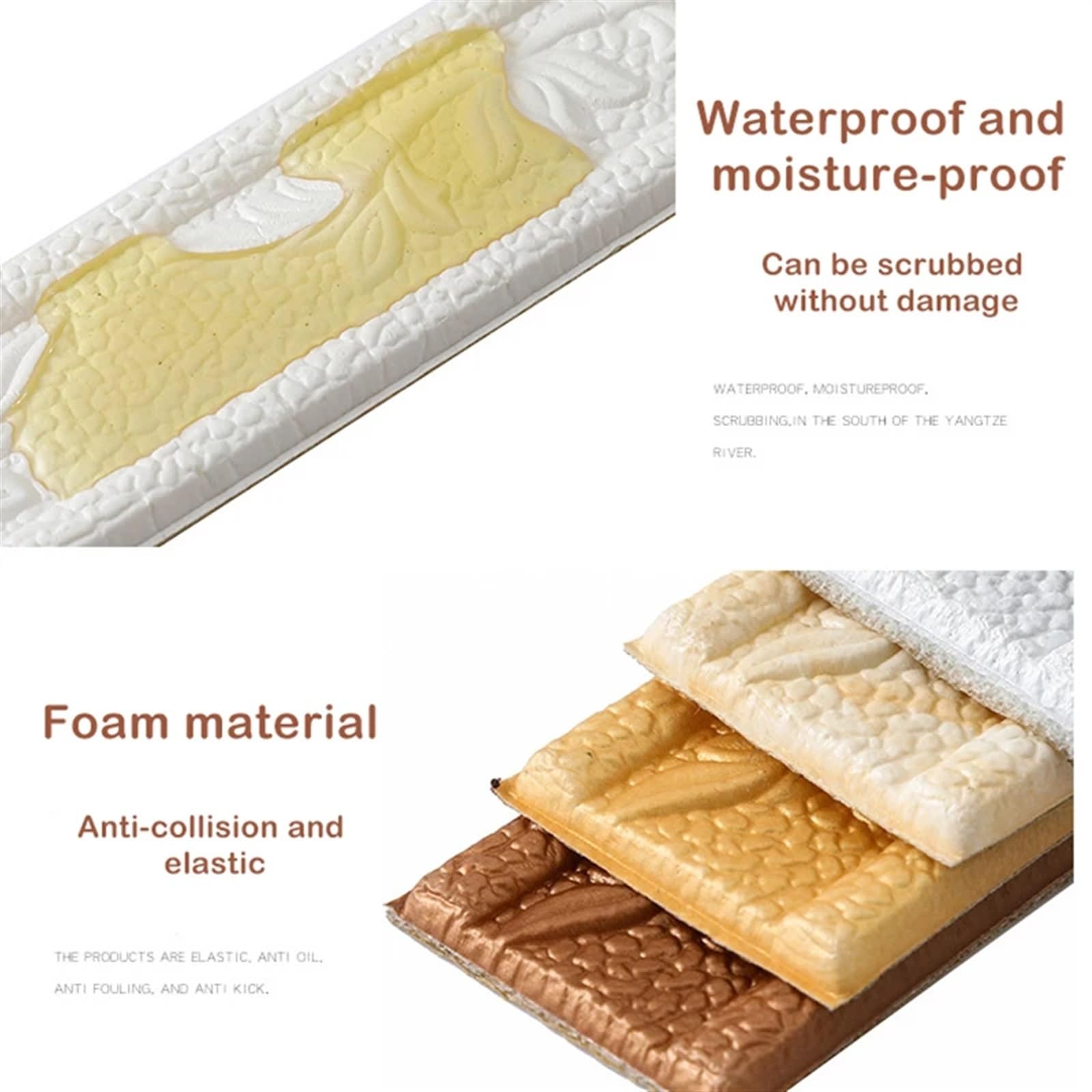 Rodapies 2 pegatinas de espuma con patrón 3D de 5 mm de grosor, autoadhesivas, impermeables, zócalo, esquina, línea de cintura, pegatina, línea de ajuste, rodapié, decoración del hogar DIY Para Cocina