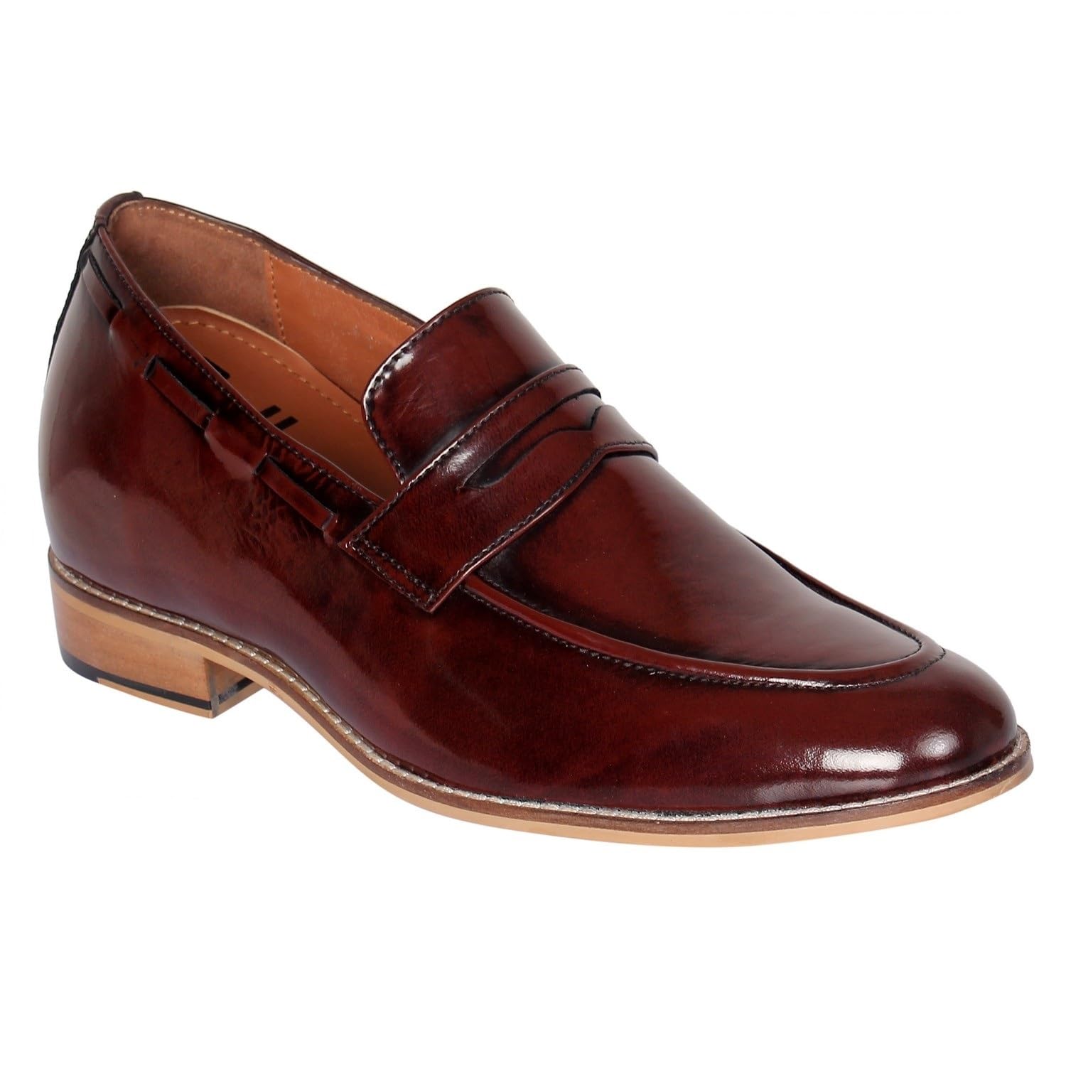 Men Leather Semi Formal Slip On Height Increasing Elevator Shoes Glossy Finish for Men (Burgundy) Stylish, Comfortable, and Durable Footwear for Everyday Wear (Hidden Heel 7.5cm)-image-14