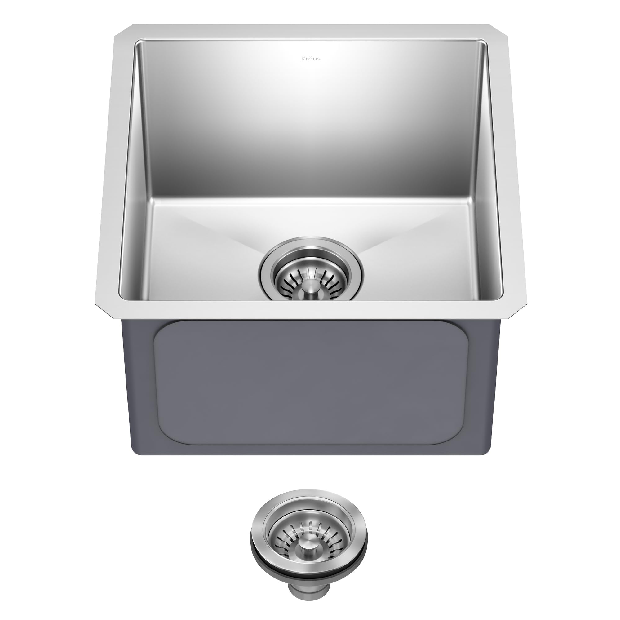KRAUS Standart PRO™ 17-inch 16 Gauge Undermount Single Bowl Stainless Steel Kitchen Bar Sink