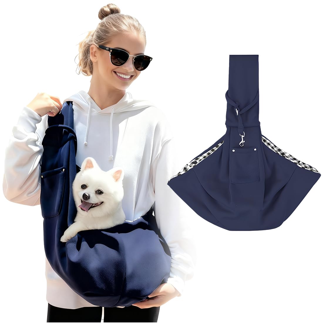 Bolso de Hombro para Mascotas, Transportín para Perros Pequeño Reversible Bolsa Ajustables, Libera Tus Manos para Viajar