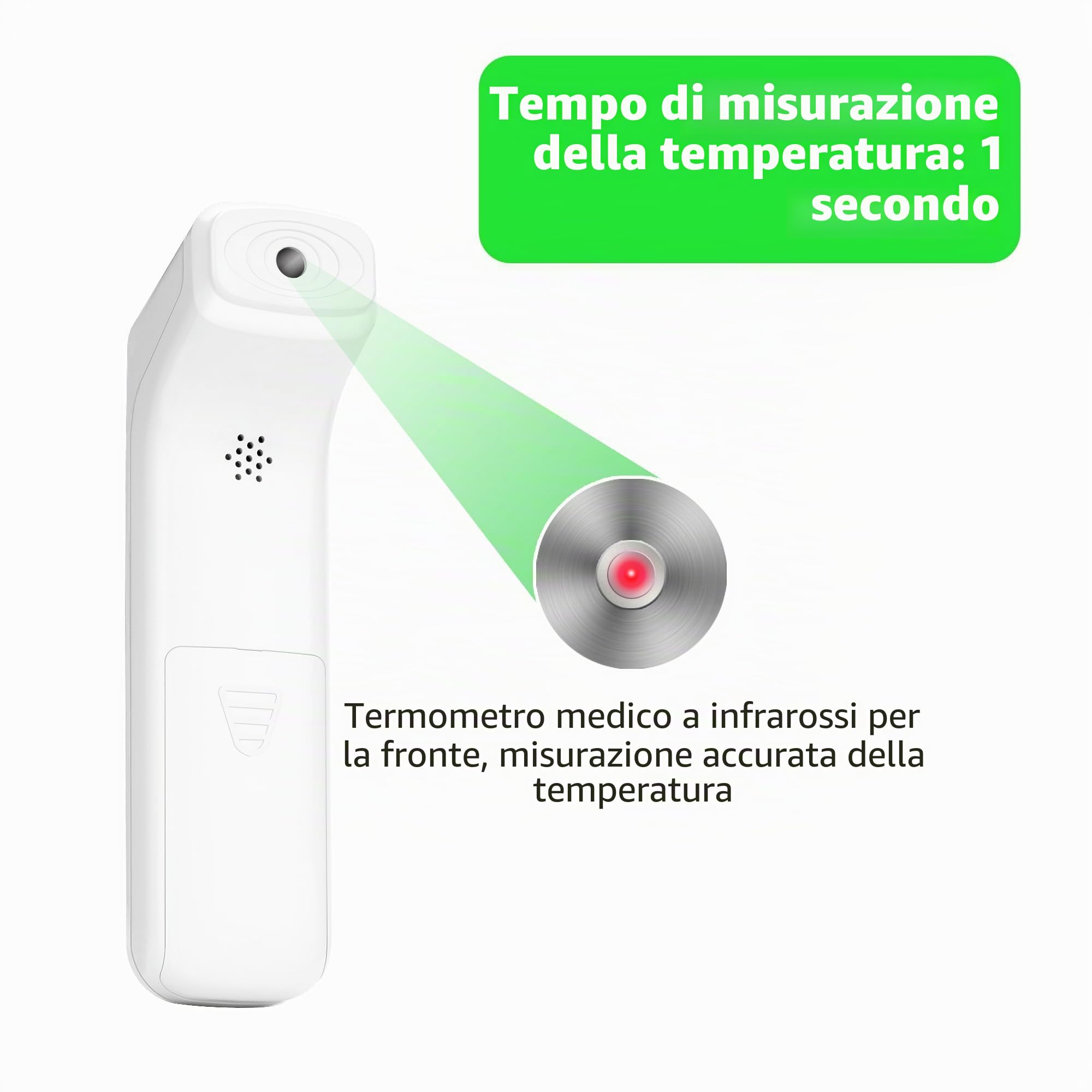 Termometro Fronte Infrarossi Senza Contatto per Neonato Digitale con Lettura Immediata 1s, Richiamo della Memoria e Display LCD