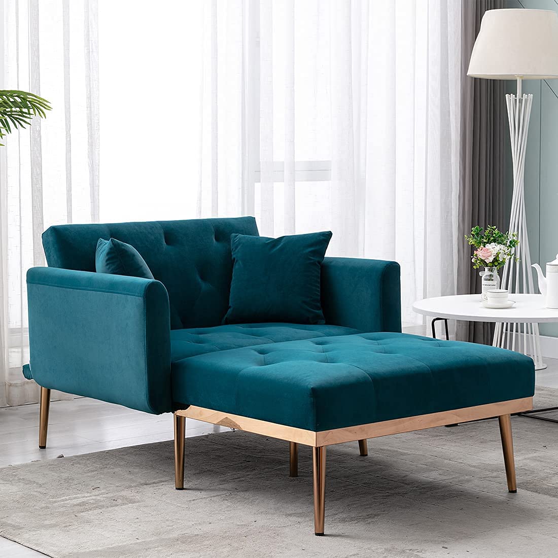 Buy NOSGA Modern Tufted Velvet Sofa Chaise Lounge Indoor, Adjustable