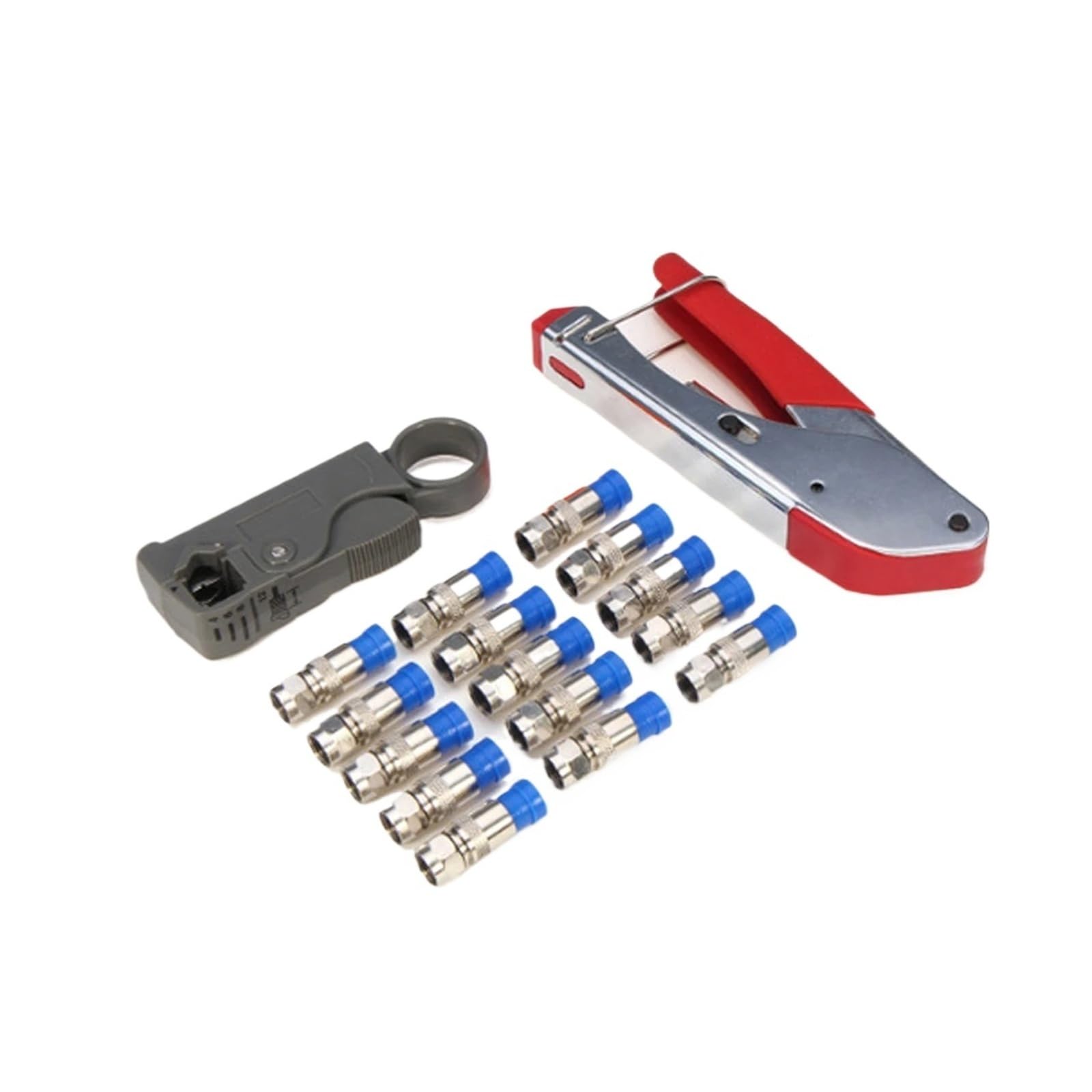 Coax Cable Crimper Tool Coaxial RG58 RG59 RG6 Compression Tool Kit F Connectors Double Ended Coax Stripper