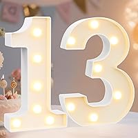 Vista 24 de Pooqla Letras y Números Decorativos con Luces LED, Letras y Números de Neón de Plástico Blanco para Decoración de Fiestas, Bodas, Funciona