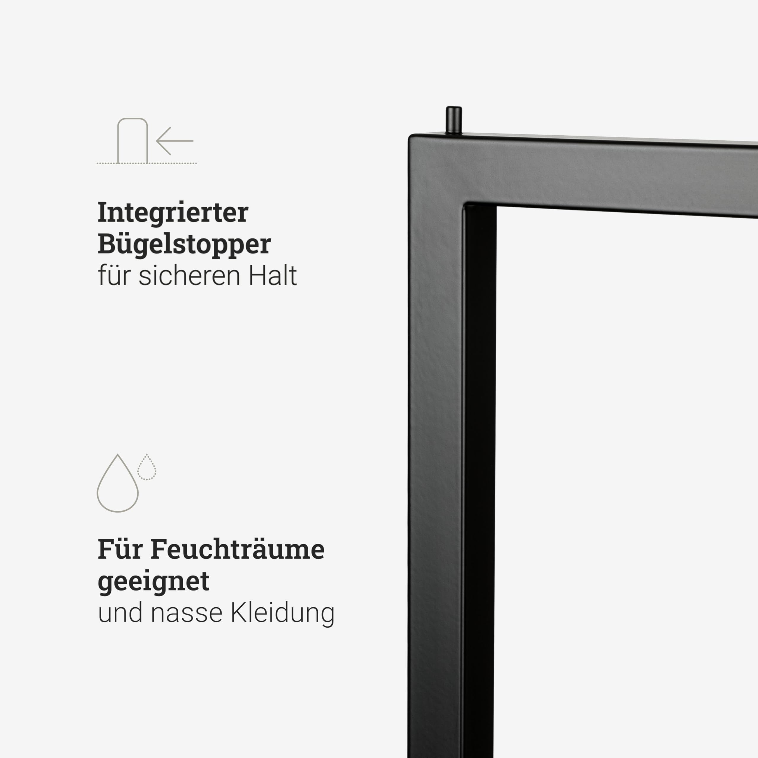 Natural Goods Berlin Kleiderständer BASIS (Schwarz, 100 cm) - Kleiderstange aus stabilem Metall - Freistehende Garderobenstange für Schlafzimmer, Wohnzimmer & Büro