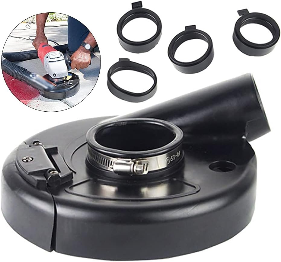 Dust Shroud, 7" Cover for Vacuum Angle Grinder Attachments GDAE10 Hand Stump Grind Dustopper Convertible Universal Surface Grinding Shroud Black