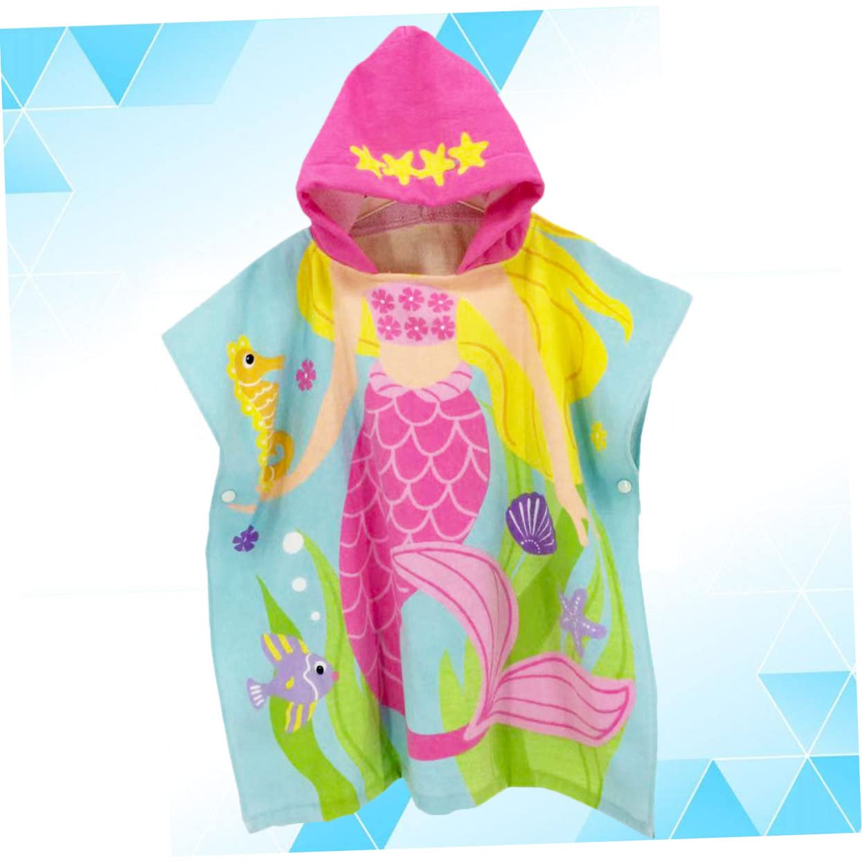 Toalla Infantil con Capucha de Algodón para Playa y Baño Diseño de Sirena y Ligera para Ropa de Playa y Bata de Ducha
