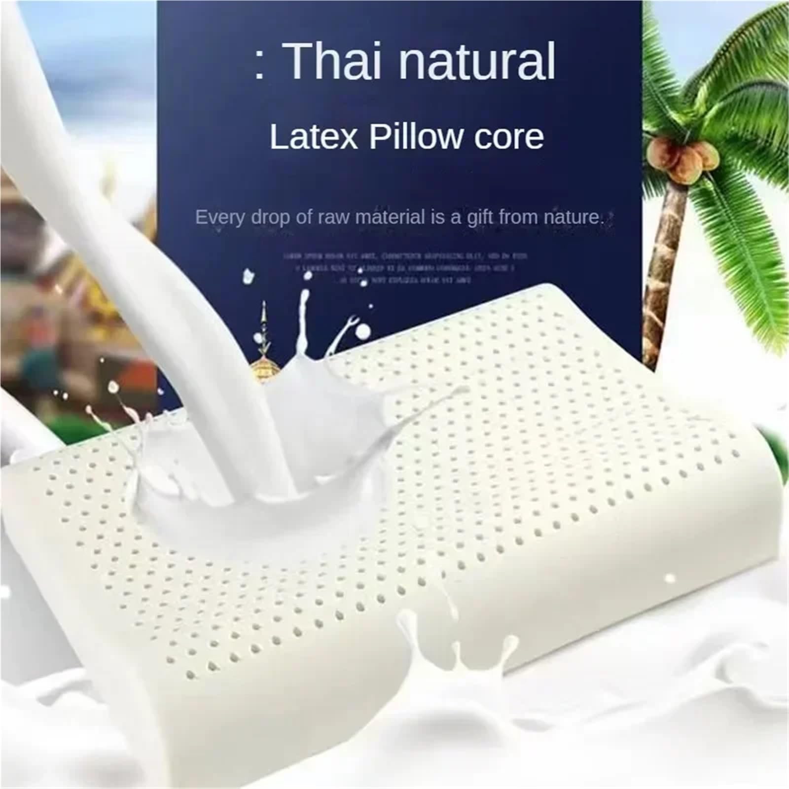 Almohada de látex Almohada de látex Natural for Adultos, masajeador Central, for niños(Wave Style 30x50cm)