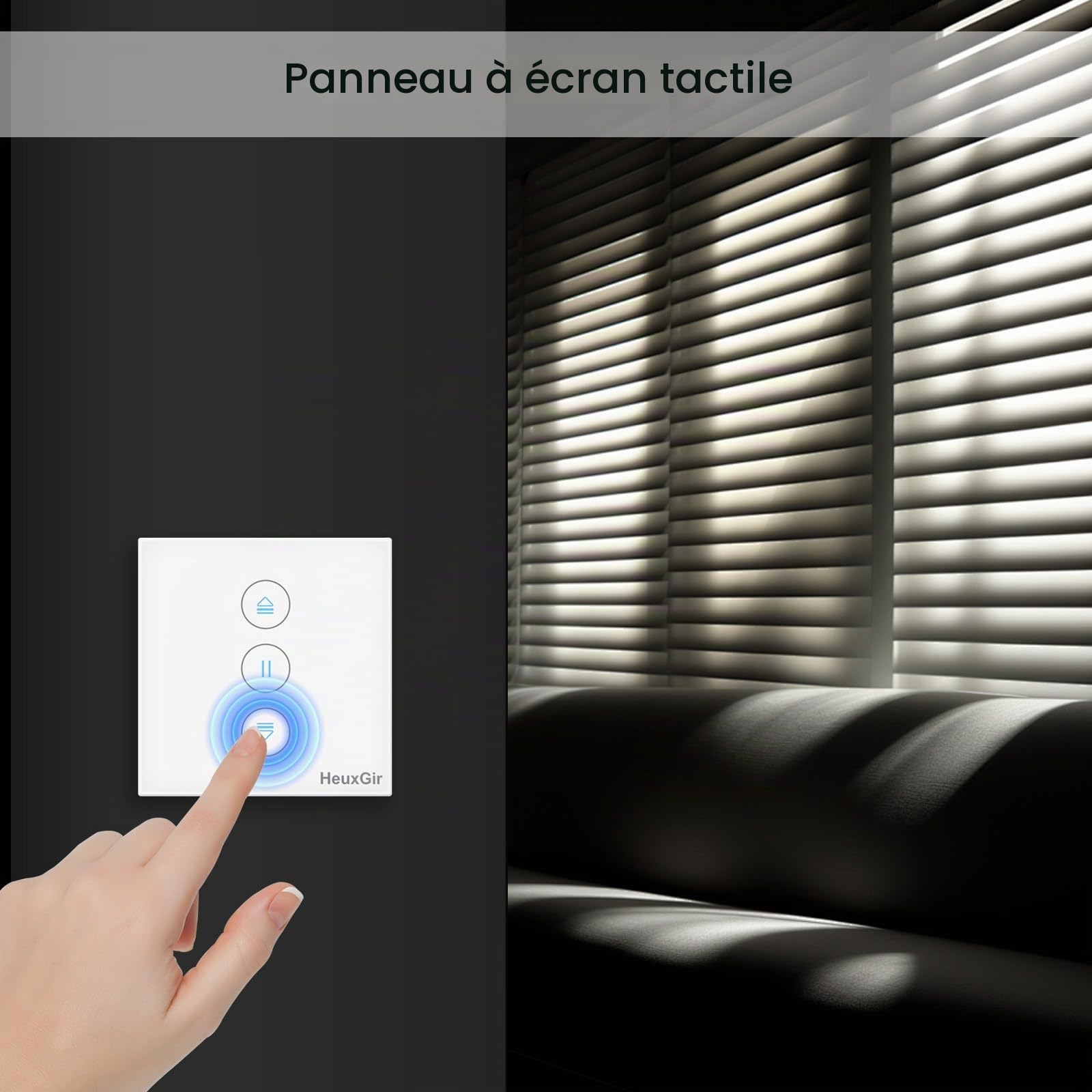 Interrupteur Volet,86 * 86mm Interrupteur Mural de Rideau Compatible avec Alexa et Google Home，Commande Vocale et Contrôle à Distance (Fil Neutre Requis) 4pcs