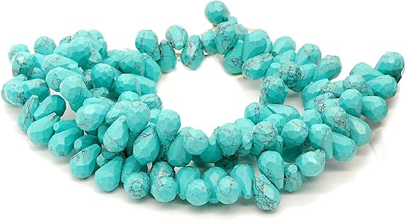 Howlith Stränge - facettierte Tropfen 6x9 mm Türkisfarbe, 3er Pack