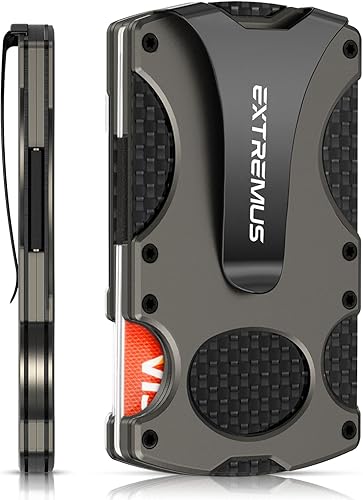 Extremus Billetera táctica delgada con clip para dinero y soporte para tarjetas de crédito, billetera minimalista con bolsillo frontal para hombres,