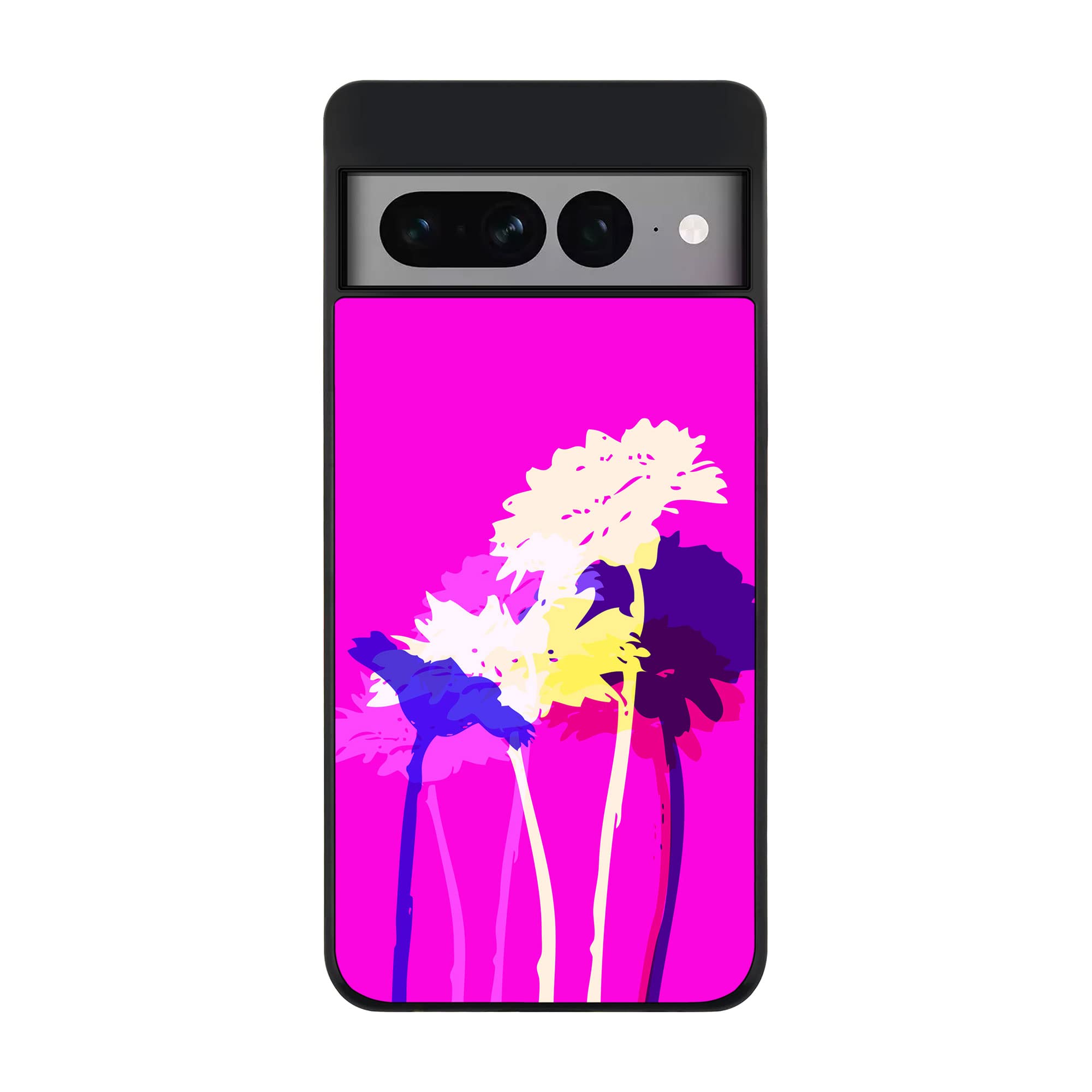 Stylizedd Rugged Black edge case for Google Pixel 7 Pro, Slim fit Soft Case Flexible Rubber Edges Anti Drop TPU Gel Thin Cover - Bleeding Flowers (Pink)