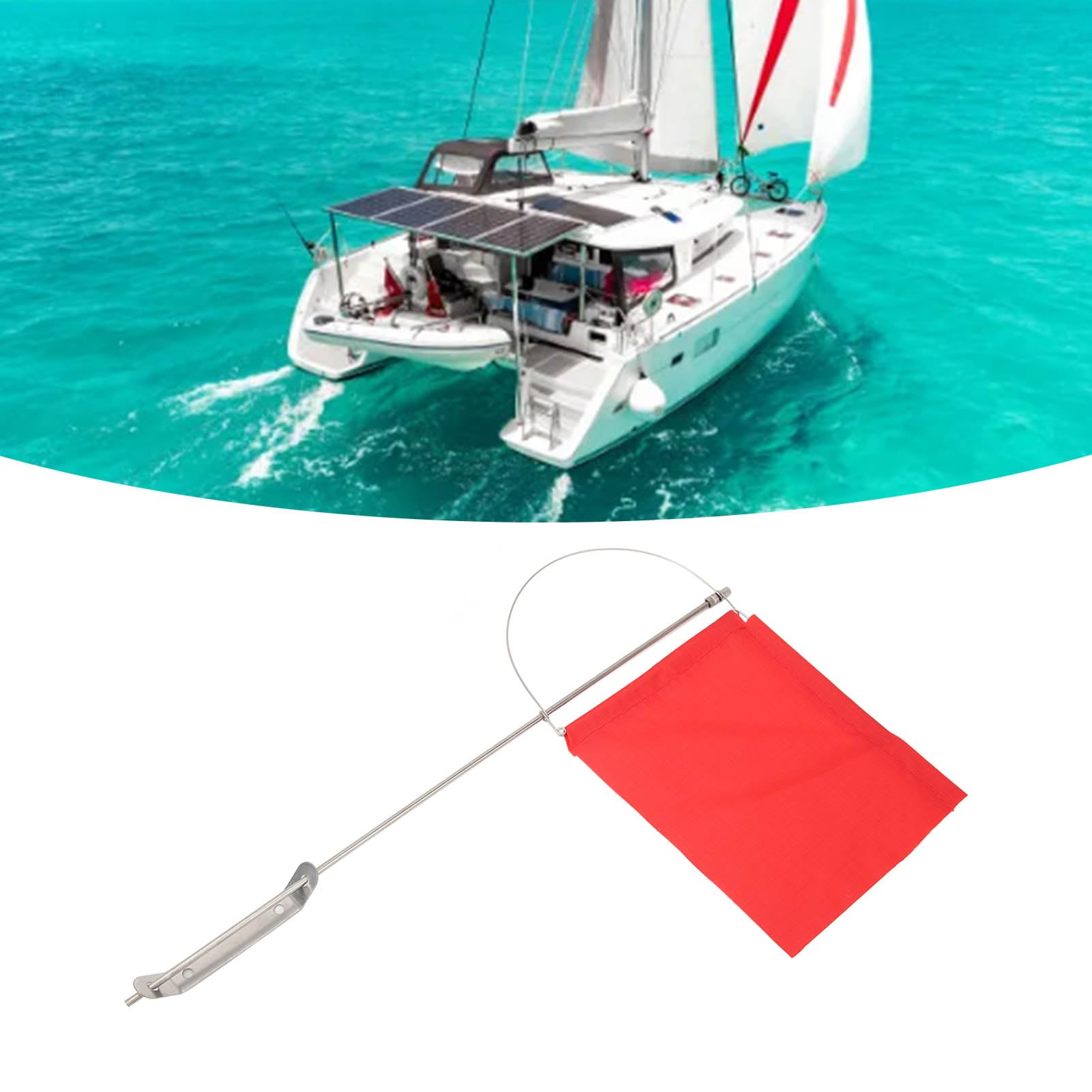 Red Boat Flag Wind Indicator, Wind Indicator Flag, Mast Flag Wind Indicator, Red Boat Flag, Mast Flag Wind Indicator, Stainless Steel Mast, Marine Mast Flag For Outdoors (140 * 120mm?7973SM?)