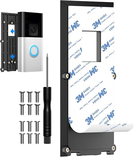 Doorbell Holder No Drilling - Adhesive Door Mount Compatible with Video Doorbell 1/2/3/3 Plus/4 (2020 Release) Wireless, M...