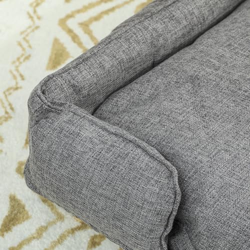 PawHut Hundesofa Hundecouch mit Rückenlehne, Holzbeine Hundebett mit Polyester Haustiersofa Katzensofa für große Hunde bis zu 30 kg und 60 cm Schulterhöhe, 96 x 66 x 24 cm Dunkelgrau